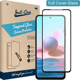 Just in Case Full Cover Tempered Glass voor Xiaomi Redmi Note 10 4G / Note 10S - Zwart