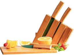Just Vegan, 5-delige Keramische Eco Messenset – 2x Universele Messen, 1x Keukenmes, 1x Snijplank, 1x Messenblok – Gemaakt van Duurzame Materialen - Ceravegan