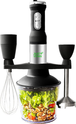 Just Vegan, 6-in-1 Staafmixer – 1200W – zwart - Ceravegan – hand blender – duurzame keukenhulp