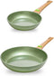 Just Vegan, Ceravegan RVS ECO koekenpan 2pcs – 20cm + 28cm, 100% vegan, plantaardige anti-aanbaklaag met afneembaar handvat – duurzame pan - Met GRATIS panbeschermer