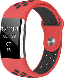 iMoshion Bandje Geschikt voor Fitbit Charge 2 - iMoshion Siliconen sport band ronde drukknoop zonder pinnetje - Rood