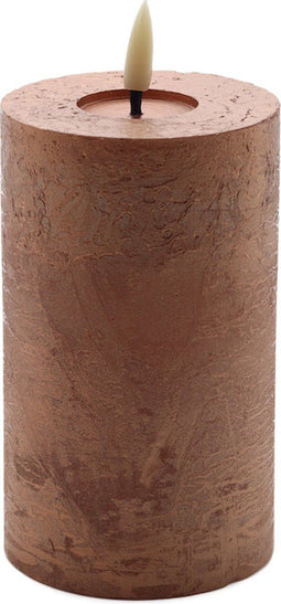 led kaars rustic copper 12,5x7,5cm