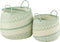 J-Line set van 2 manden + handvat - zeegras - beige/groen