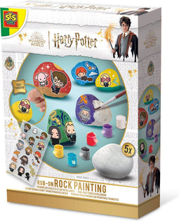 SES Creative - Harry Potter - Stenen Schilderen - 5 stenen 6 kleuren verf penseel en rub-on stickers