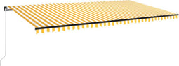 vidaXL - Luifel - handmatig - uittrekbaar - 600x350 - cm - geel - en - wit