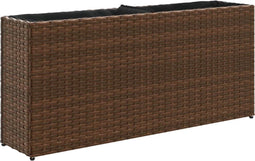 vidaXL - Plantenbak - met - 2 - potten - 90x20x40 - cm - poly - rattan - bruin