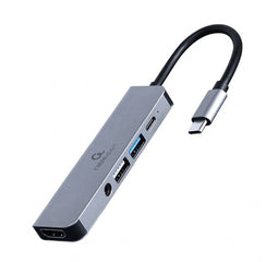 Gembird A-CM-COMBO5-02 - Hub USB - 4K Resolutie - Zilverachtig