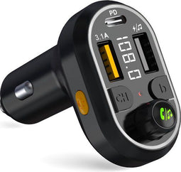 Serve Bluetooth Receiver - FM Transmitter - Plug&Play Muziek Afspelen - Carkit - 25W Snelladen - Zwart
