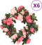 Kerstslingers met bloemen 6 st 240 cm rozé