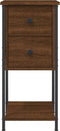 vidaXL - Nachtkastje - 32x42x70 - cm - bewerkt - hout - bruin - eikenkleur