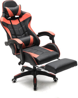 Gamestoel met voetsteun Cyclone tieners - bureaustoel - racing gaming stoel - rood zwart