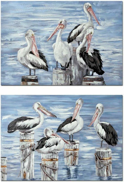 Schilderij DKD Home Decor Fågel Mediterrane (2 Stuks) (100 x 3 x 70 cm)