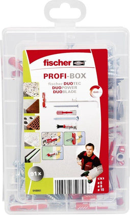 fischer Profi-Box DuoLine pluggen en schroeven set - DuoPower pluggen, DuoTec hollewandpluggen en DuoBlade gipsplaatpluggen - met schroeven - 91 delig