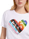 Guess Ss Rainbow Street Tee - Dames T-Shirt - Regenboog hartje - Wit