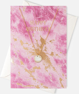 Orelia - Giftcard HAPPY BIRTHDAY met goudkleurige ketting - Verstelbaar 40,5 cm