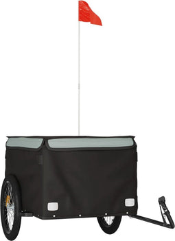 vidaXL - Fietstrailer - 45 - kg - ijzer - zwart - en - grijs