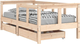 vidaXL - Kinderbedframe - met - lades - 70x140 - cm - massief - grenenhout