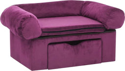 vidaXL - Hondenbank - met - lade - 75x50x38 - cm - pluche - bordeauxrood