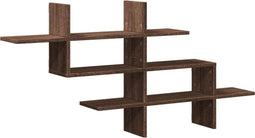 vidaXL - Wandschap - 124,5x18x60,5 - cm - bewerkt - hout - bruin - eikenkleurig