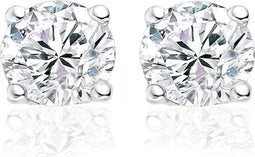 Silventi 921166010 Zilveren oorstekers - Rond 10mm Wit zirkonia Rhodium
