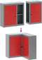 vidaXL - Hoek - Gereedschapskast - Muurbevestigd - en - Slotbaar - Rood - Staal