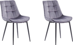 MELROSE - Eetkamerstoel - Grijs - Fluweel