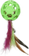 JW Cataction Feather Ball with Bell - 20 cm - Ø 6 cm - Speelgoed voor katten - Kattenspeelgoed - Kattenspeeltje - Groen - Rubber