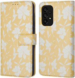 iMoshion Hoesje Geschikt voor Samsung Galaxy A53 Hoesje Met Pasjeshouder - iMoshion Design Bookcase smartphone - Geel / Yellow Flowers