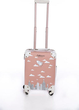 Pellianni: REISTROLLEY ROOS 40x30x17cm, met 4 wielen en verstelbaar handvat H92cm
