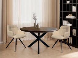 Livingfurn - Eetkamertafel Jesper Round Brown - 130x130x76 cm - Mangohout