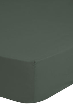 Satijnen Hoeslaken - 180x220cm - 100% Katoen Satijn - Ademend - Donkergroen Olijf