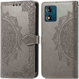 iMoshion Hoesje Geschikt voor Motorola Moto E13 Hoesje Met Pasjeshouder - iMoshion Mandala Bookcase - Grijs