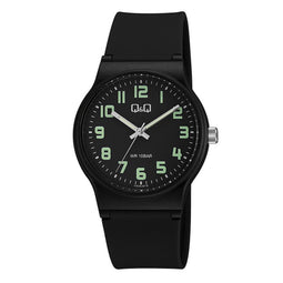 Q&Q VS50J010Y - Horloge - Sport - Analoog - Unisex - Plastic band - Rond - Cijfers - Kunststof - Zwart - Groen - 10 ATM