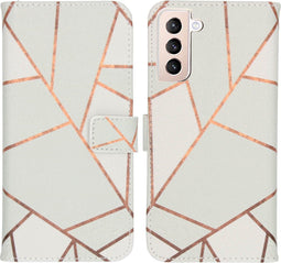 iMoshion Hoesje Geschikt voor Samsung Galaxy S21 Plus Hoesje Met Pasjeshouder - iMoshion Design Softcase Bookcase - Meerkleurig / White Graphic
