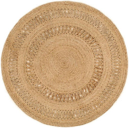 vidaXL - Tapijt - rond - 150 - cm - gevlochten - jute