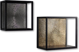 HSM Collection Wandbox Fletcher - 25x18x25 - Goud/zwart - Ijzer/Aluminium/Mangohout