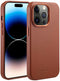 Accezz MagSafe Leather Backcover - iPhone 14 Pro - Echt leer met verhoogde randen - Bruin