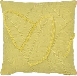 J-Line kussen Bladeren - katoen - limoen/groen
