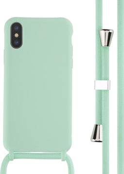 iMoshion Hoesje Geschikt voor iPhone Xs / X Hoesje Met Koord - iMoshion Siliconen hoesje met koord - Mintgroen