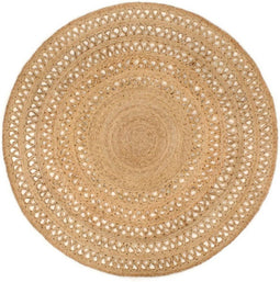 vidaXL - Tapijt - rond - 180 - cm - gevlochten - jute