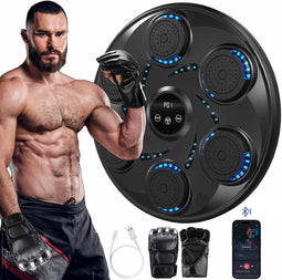 Music Boxing Machine with Boxing Gloves, 18.9'' Intelligent Boxing Trainer with Bluetooth, Electroni