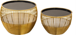 SVJ Salontafel Rond - 49x49x37 cm - Metaal - Blauw/Goud - Set van 2