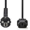 Nedis Stroomkabel - Type F (CEE 7/7) Male - IEC-320-C13 Gehoekt - 5.00 m - Zwart