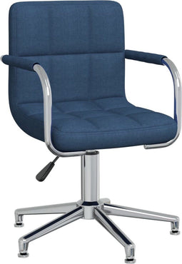 vidaXL - Eetkamerstoel - draaibaar - stof - blauw