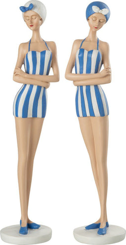 J-Line figuur Vrouw Staand - polyresin - blauw - 2 stuks