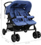 vidaXL - Tweelingkinderwagen - staal - marineblauw