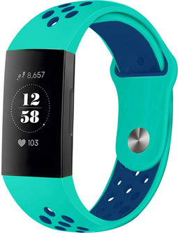 iMoshion Bandje Geschikt voor Fitbit Charge 3 / 4 / Blauw - iMoshion Siliconen sport band ronde drukknoop zonder pinnetje - Turquoise