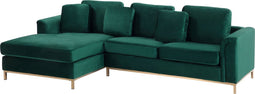 OSLO - Hoekbank - Donkergroen - Rechterzijde - 270 cm - Fluweel