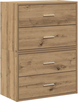 vidaXL - Kasten - met - 2 - lades - 2st - 60x31x40cm - bewerkt - hout - artisanaal - eiken