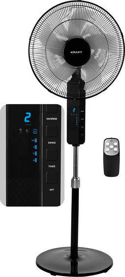 KRAFT Statiefventilator - Hoogte Verstelbaar - LED Scherm - Zwart